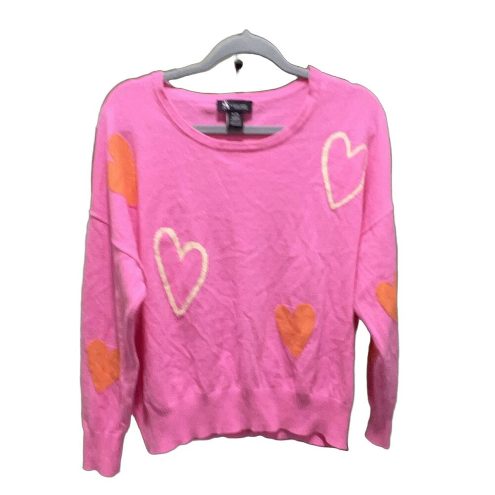 ALISON SHERI Women's XL Sweater Crew Neck Long Sleeve Knit Heart Graphic Print